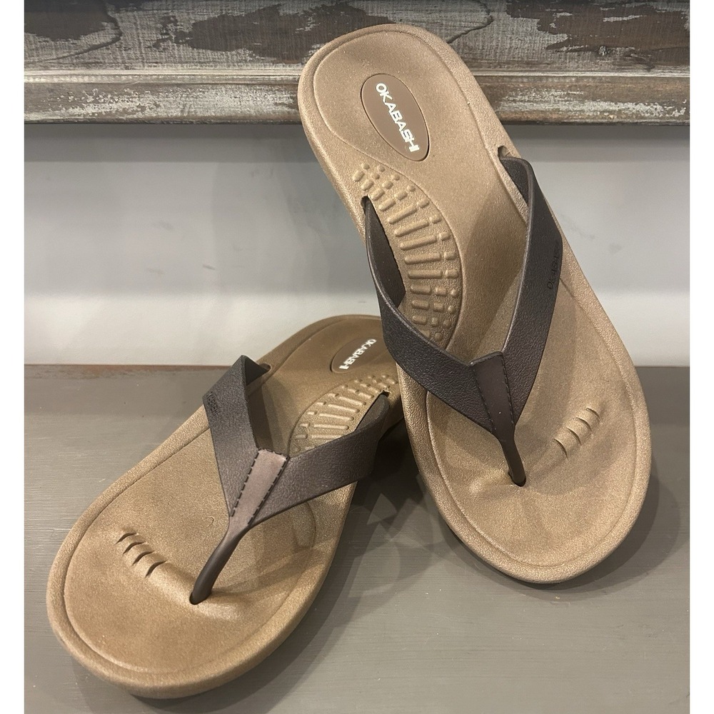 Okabashi Women's Splash Flip Flops Thong Sandals Shoes Bronze Size S (5-6)‎